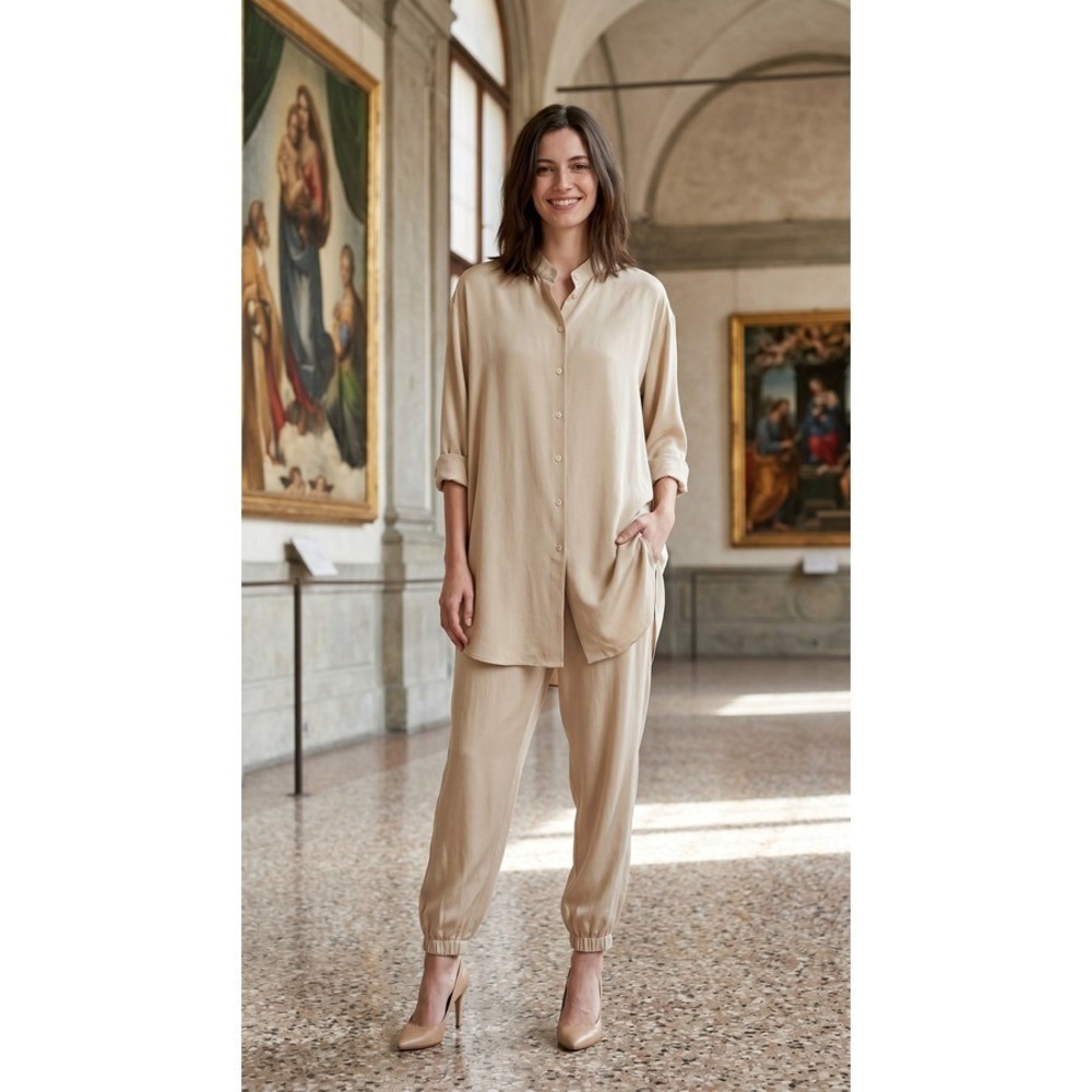 Vtg NWT Archival Donna Karan Silk Tunic Abalone Shimmer Quiet Luxury Old Money L